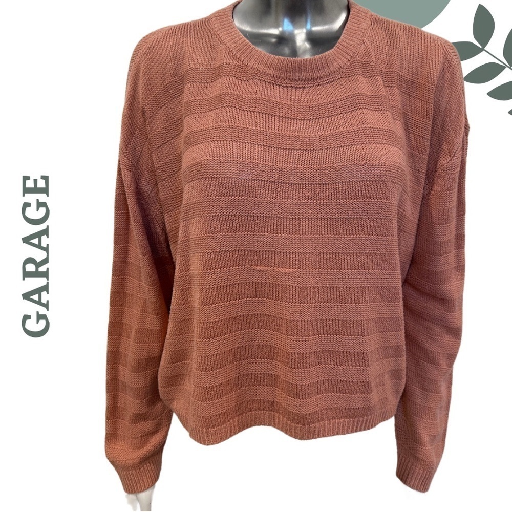 🛍️3/$40 Garage Textured Knit Pullover Sweater Drop Shoulder Rusty Pink Medium